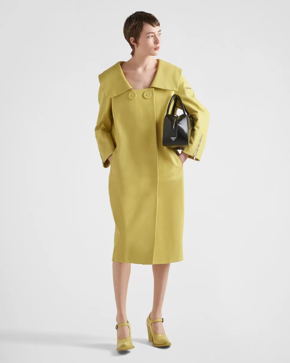Online Prada Mantel Aus Leder Mit Breitem Kragen Zitronengelb