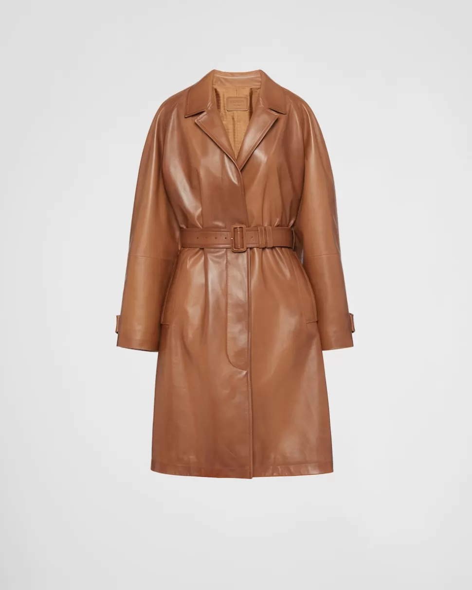 Store Prada Mantel Aus Nappa-leder Karamell