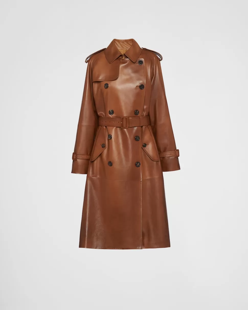 Fashion Prada Mantel Aus Nappa-leder Karamell