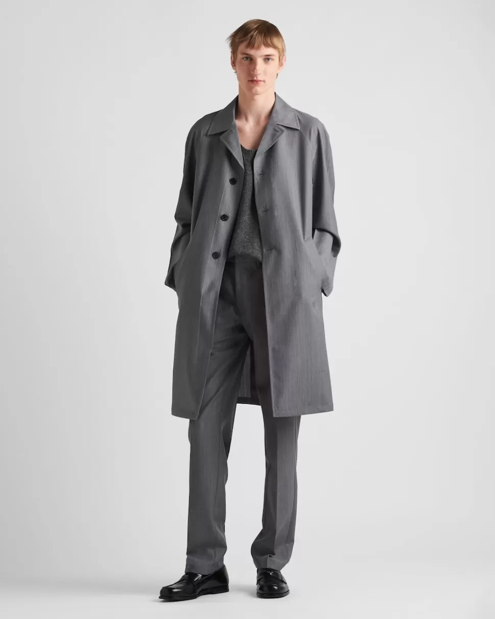 Discount Prada Mantel Aus Wolle Und Mohair Grau