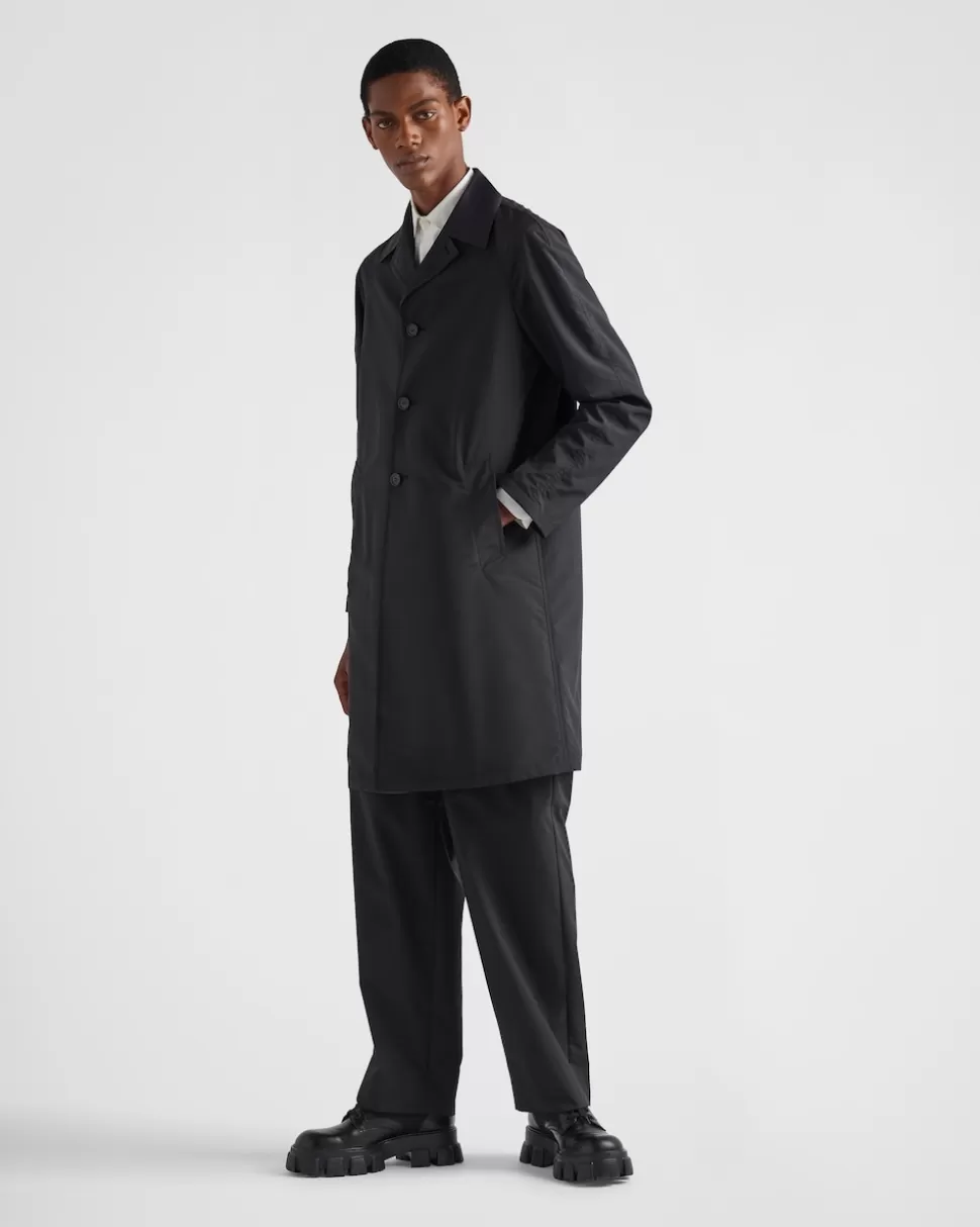 Clearance Prada Mantel Aus Wollgemisch Schwarz