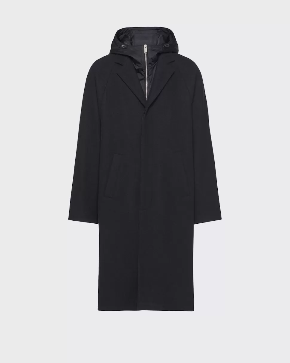 Clearance Prada Mantel Aus Wollgemisch Schwarz