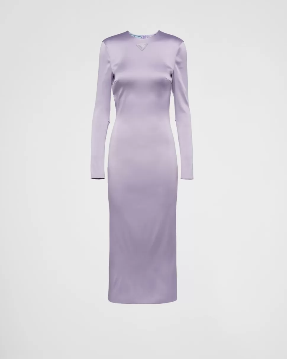 Shop Prada Midikleid Aus Satin Glyzinienblau