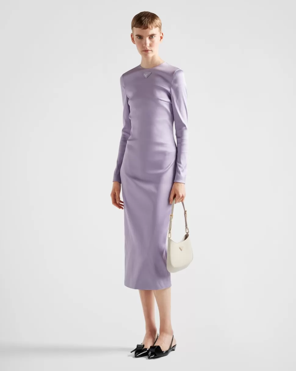 Shop Prada Midikleid Aus Satin Glyzinienblau