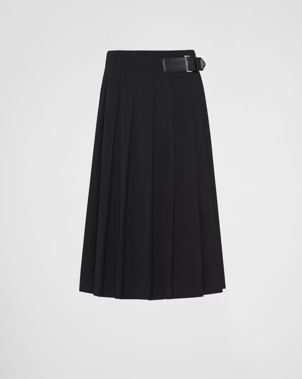 Clearance Prada Midirock Aus Gabardine Schwarz