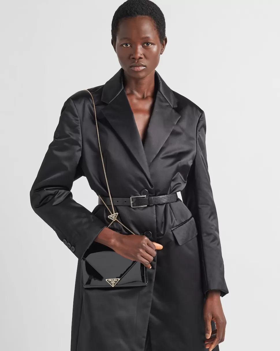 Discount Prada Mini Bag Aus Lackleder Schwarz
