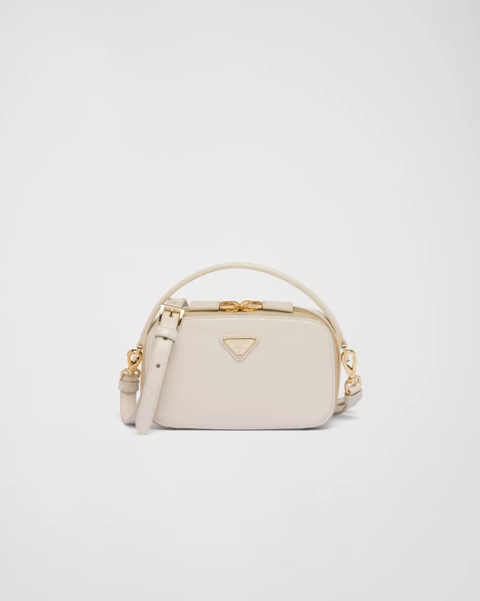 Best Sale Prada Mini Bag Aus Lackleder Elfenbein
