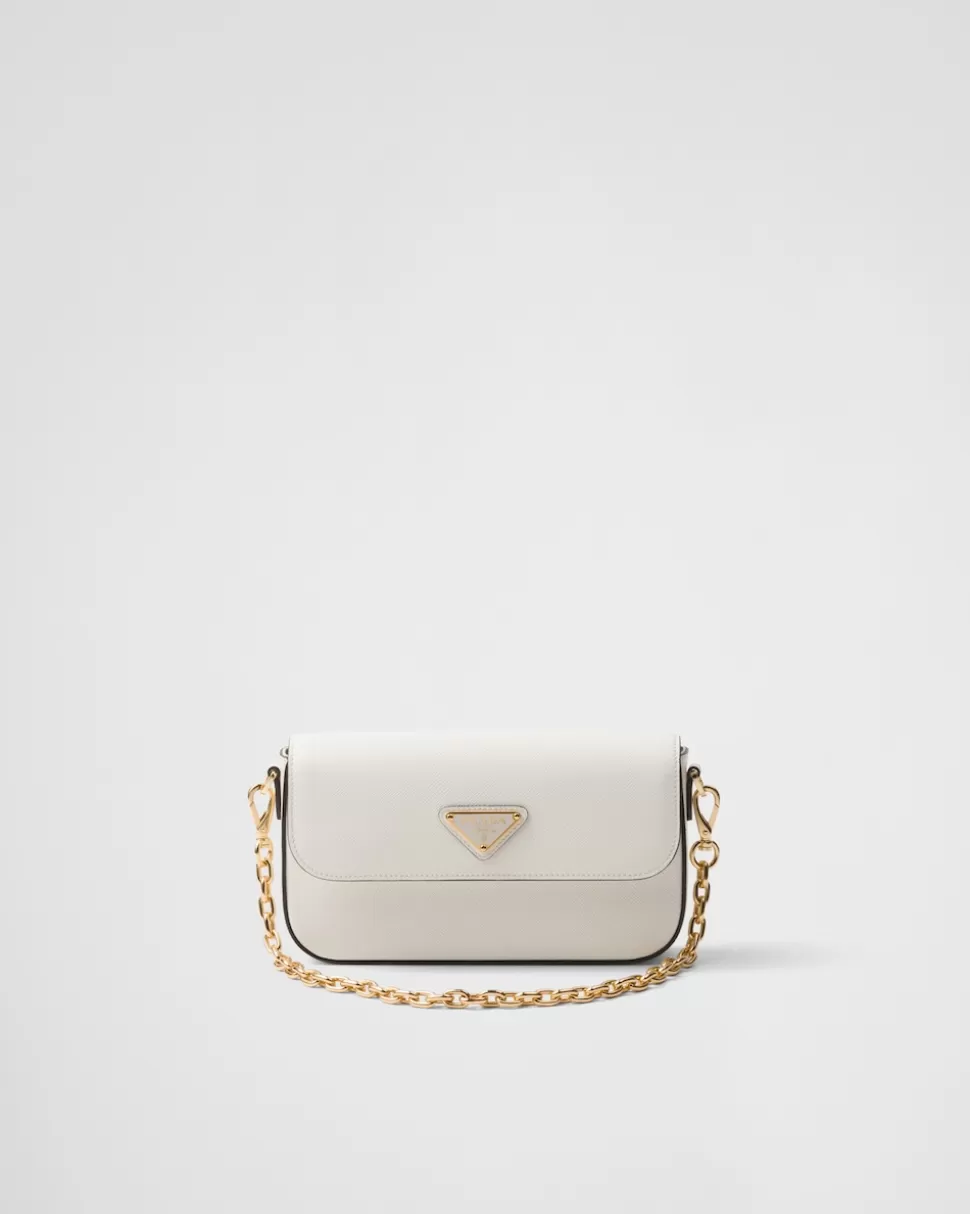 Store Prada Mini Bag Aus Saffiano-leder Weiss