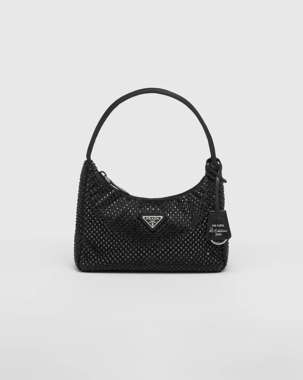 Fashion Prada Mini Bag Aus Satin Mit Kristallen Schwarz