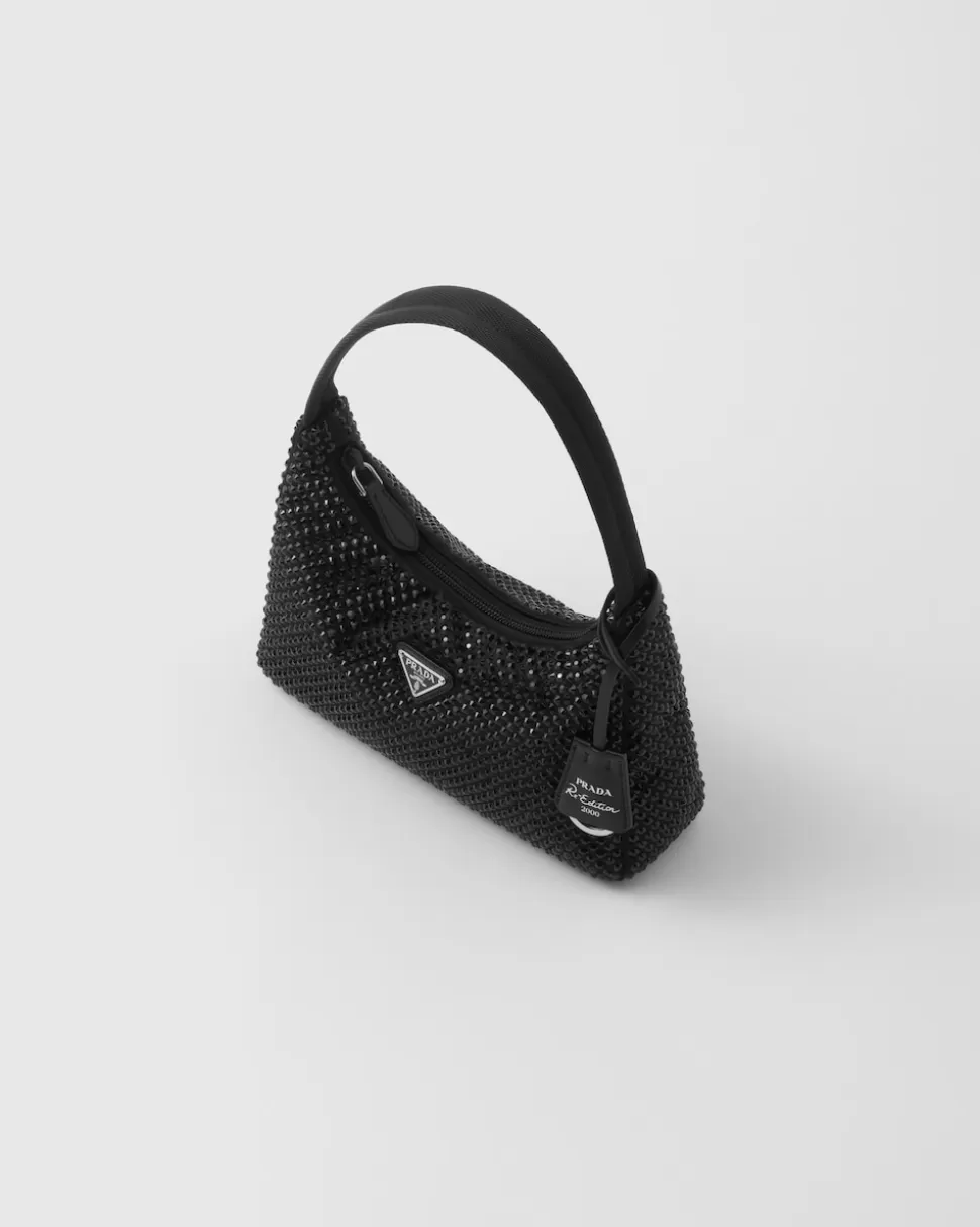 Fashion Prada Mini Bag Aus Satin Mit Kristallen Schwarz