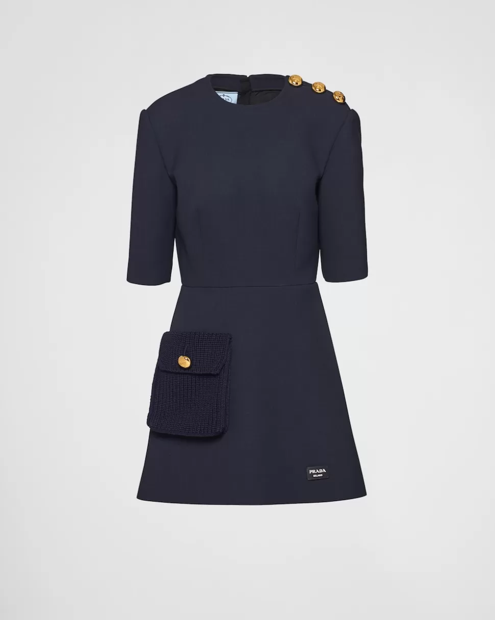 Cheap Prada Minikleid Aus Natté Blau