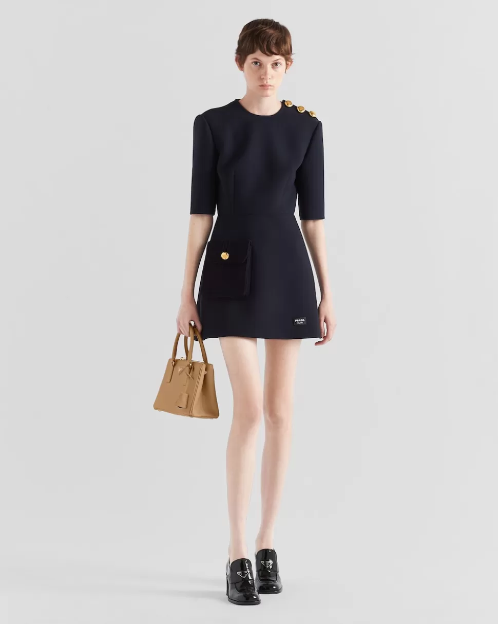 Cheap Prada Minikleid Aus Natté Blau