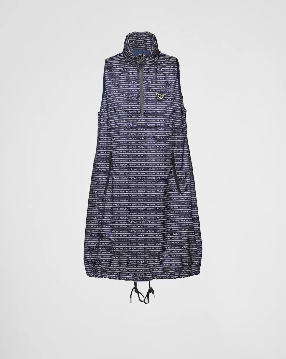 Clearance Prada Minikleid Aus Re-nylon Blau/Weiss