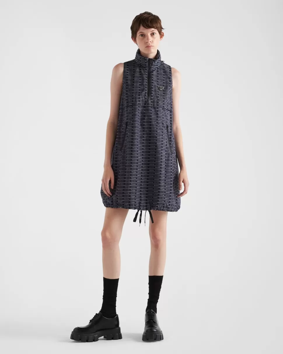 Clearance Prada Minikleid Aus Re-nylon Blau/Weiss