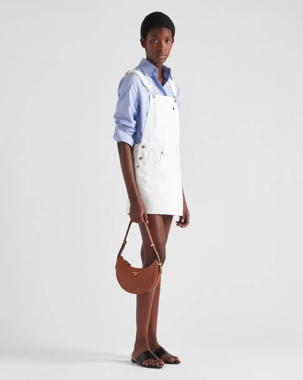 New Prada Minikleid Mit Latz Aus Bull Denim Weiss