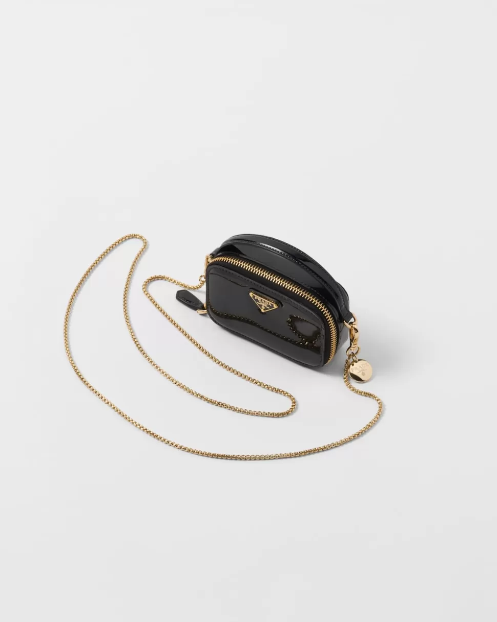 Fashion Prada Mini-pouch Aus Lackleder Elfenbein