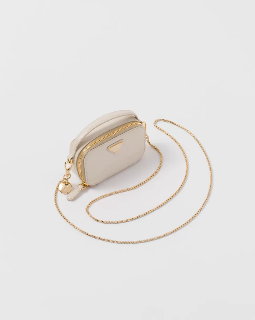 Discount Prada Mini-pouch Aus Lackleder Elfenbein