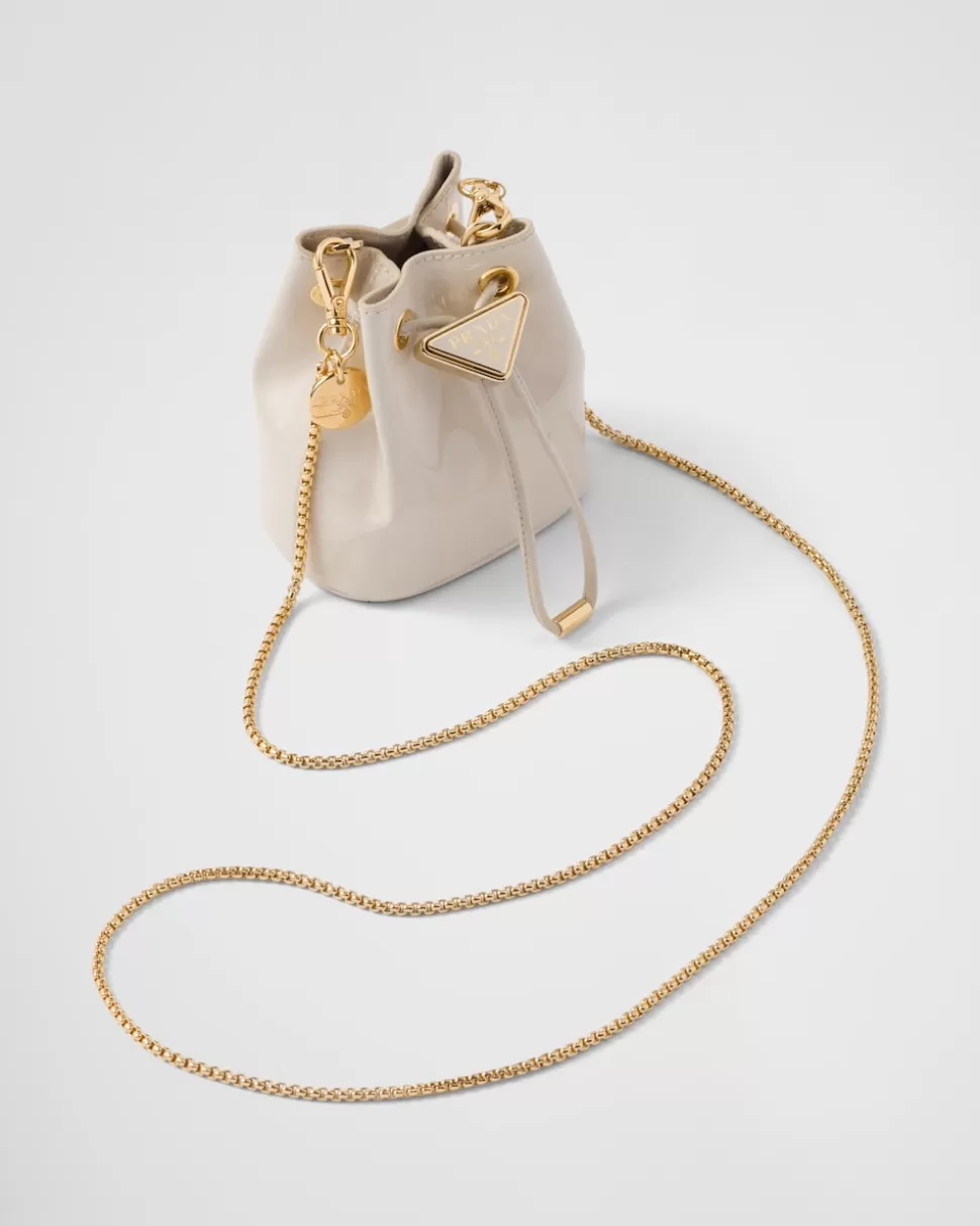 Fashion Prada Mini-pouch Aus Lackleder Elfenbein
