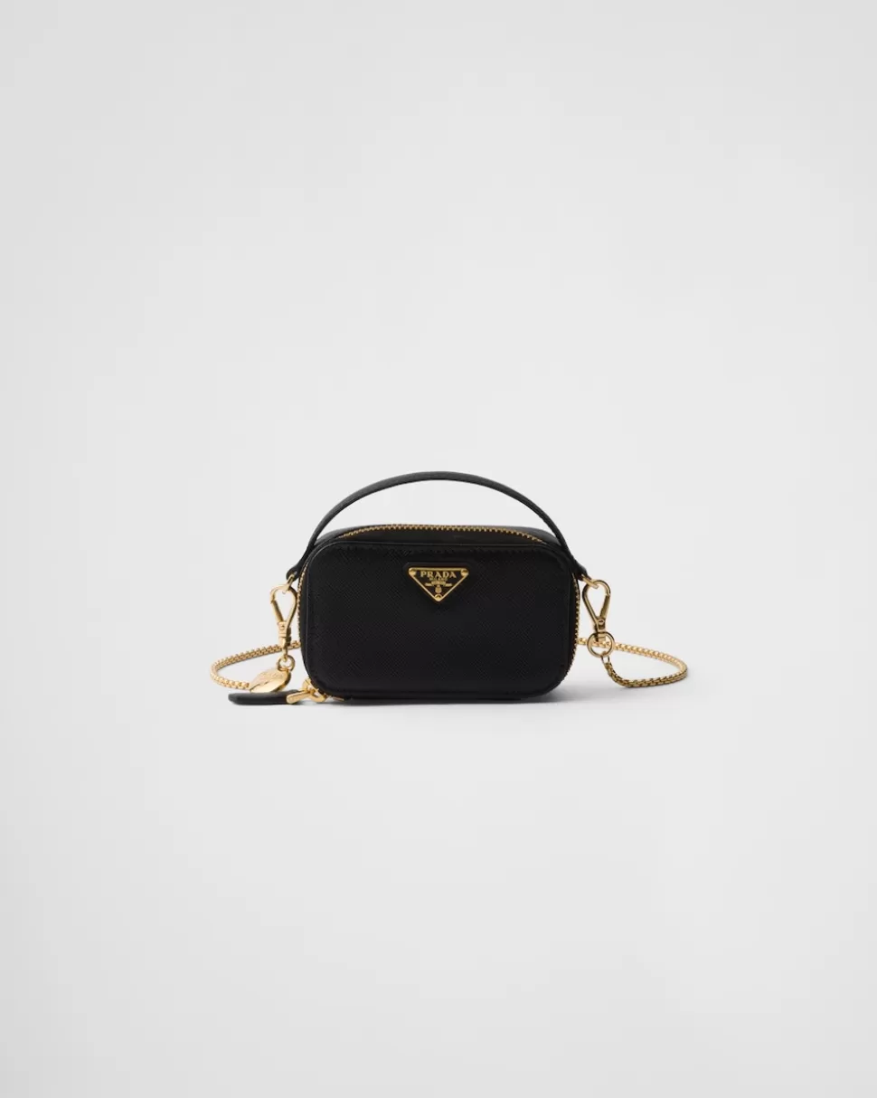 Shop Prada Mini-pouch Aus Saffiano-leder Schwarz