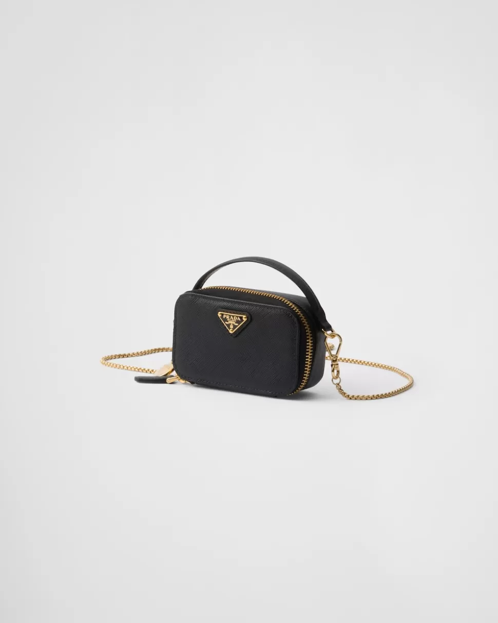 Shop Prada Mini-pouch Aus Saffiano-leder Schwarz