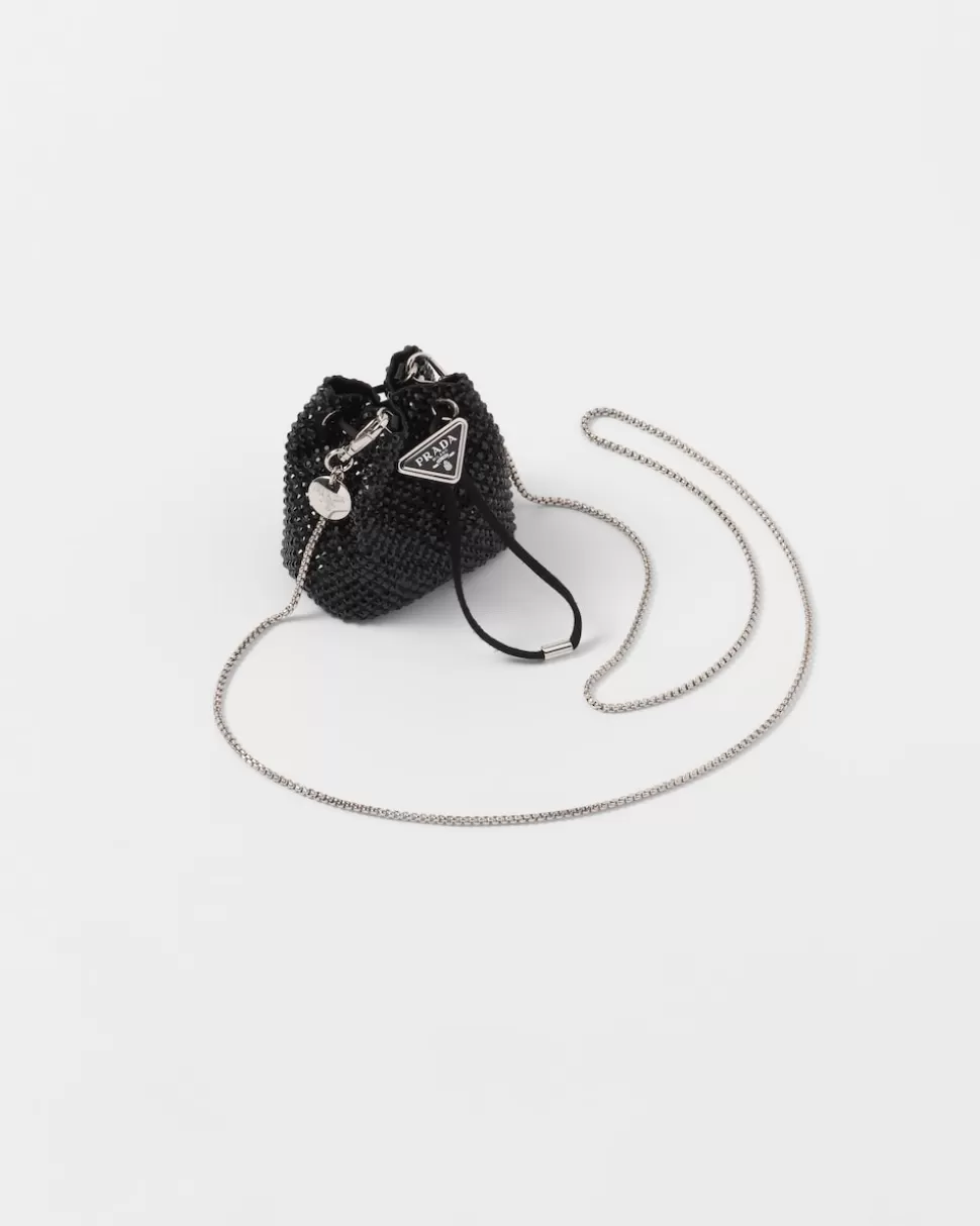 Fashion Prada Mini-pouch Aus Satin Mit Synthetischen Kristallen Schwarz