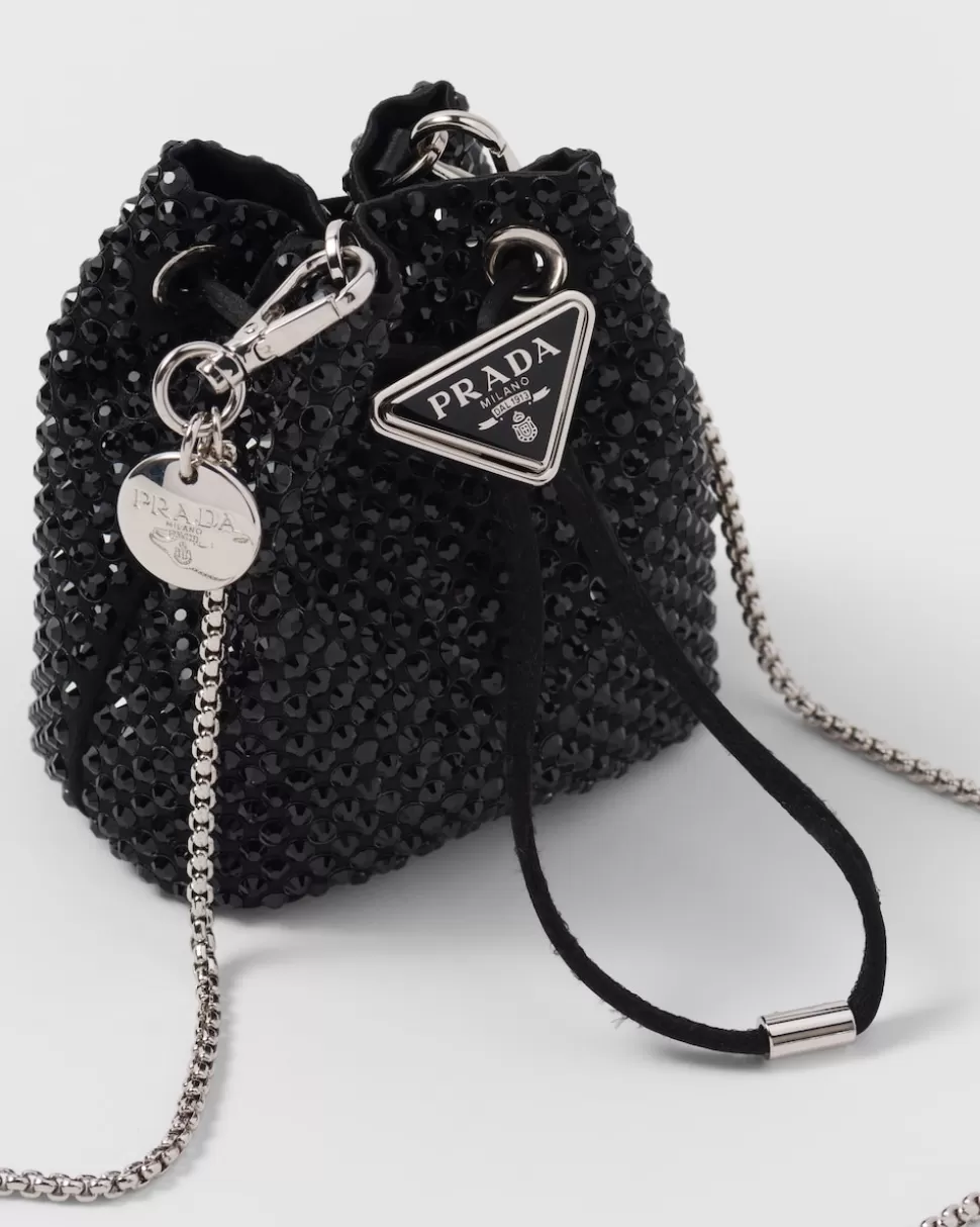 Fashion Prada Mini-pouch Aus Satin Mit Synthetischen Kristallen Schwarz