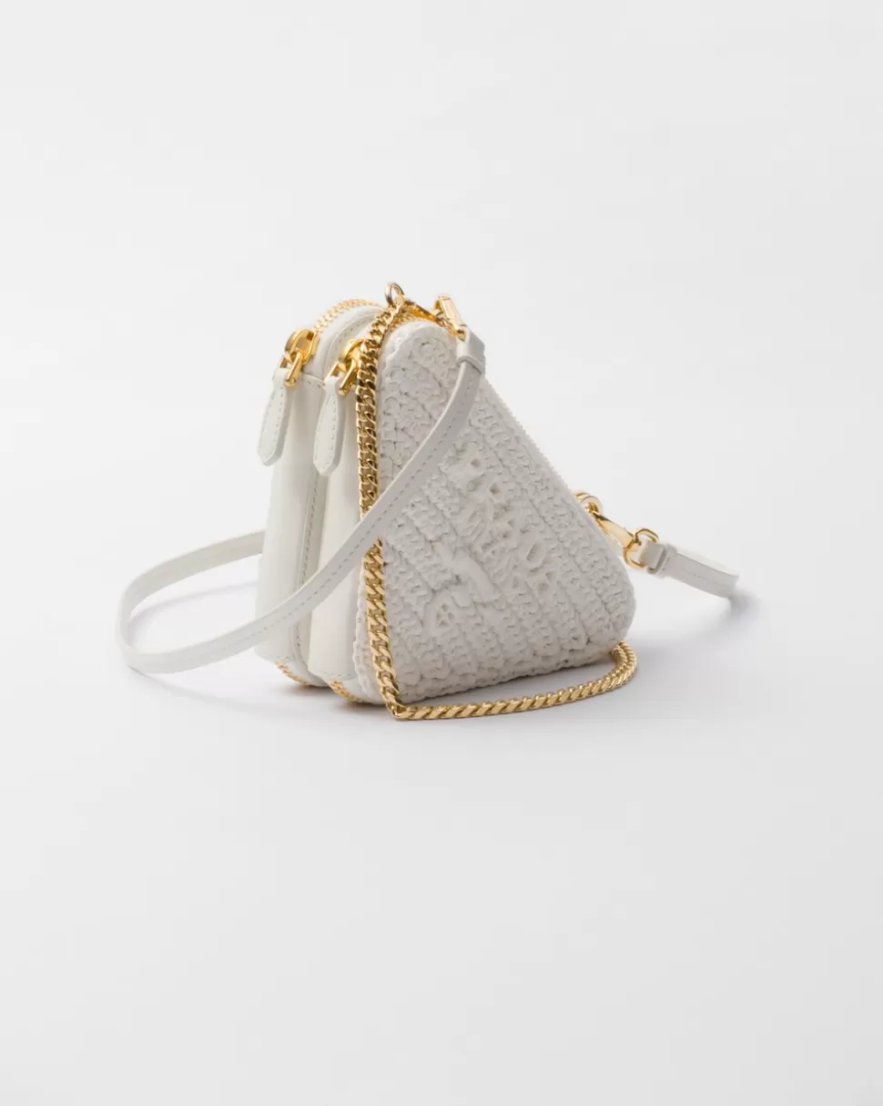Sale Prada Mini-pouch Aus Webstoff Weiss