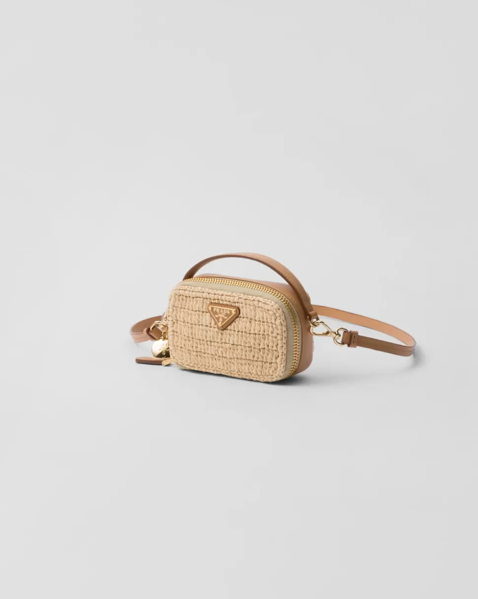 Shop Prada Mini-pouch Aus Webstoff Und Leder Natur