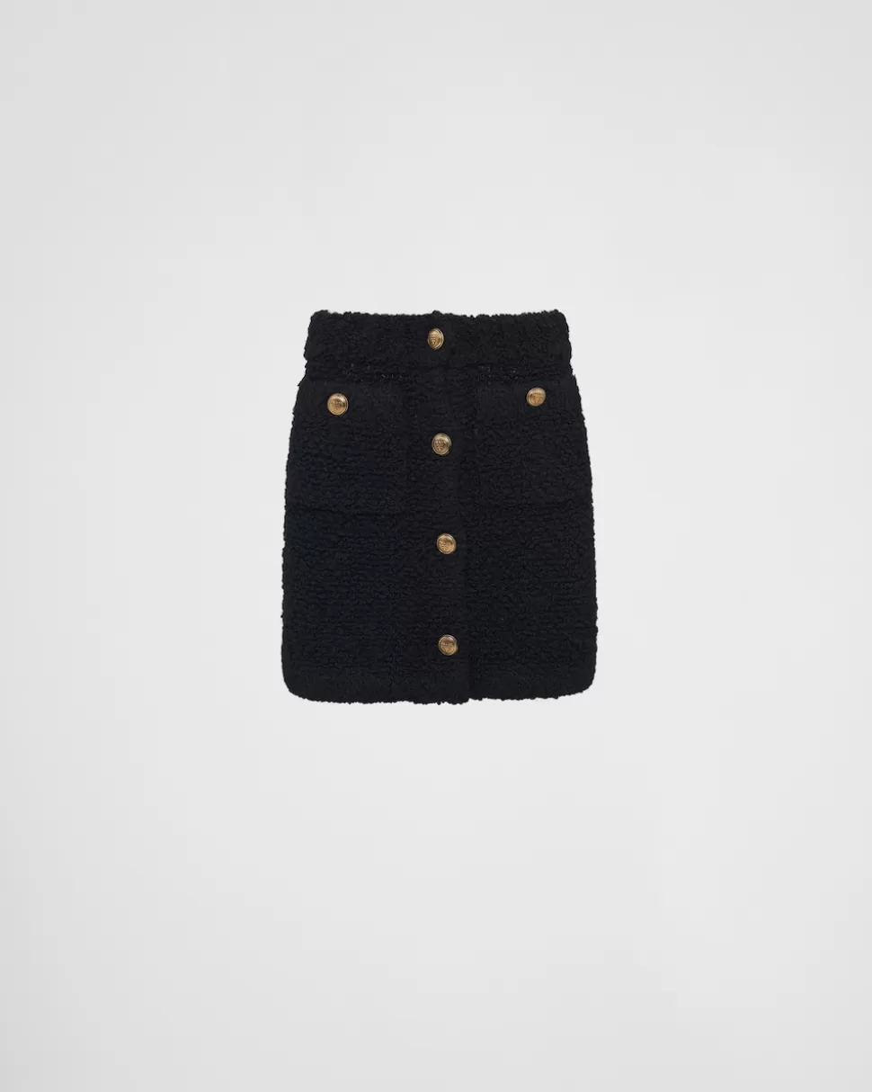 Sale Prada Minirock Aus Bouclé-mohair Schwarz