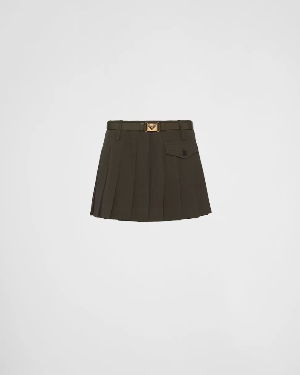 Shop Prada Minirock Aus Gabardine Militärgrün