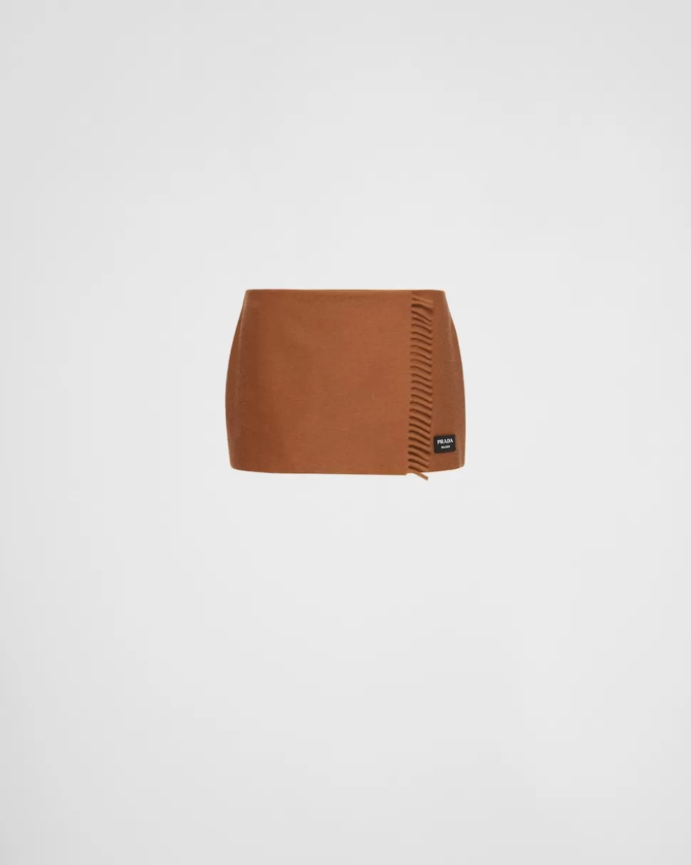 Sale Prada Minirock Aus Kaschmir Blau