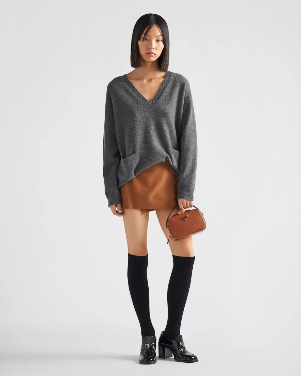 Sale Prada Minirock Aus Kaschmir Blau