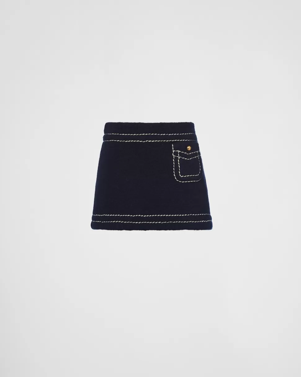 Clearance Prada Minirock Aus Kaschmir Blau