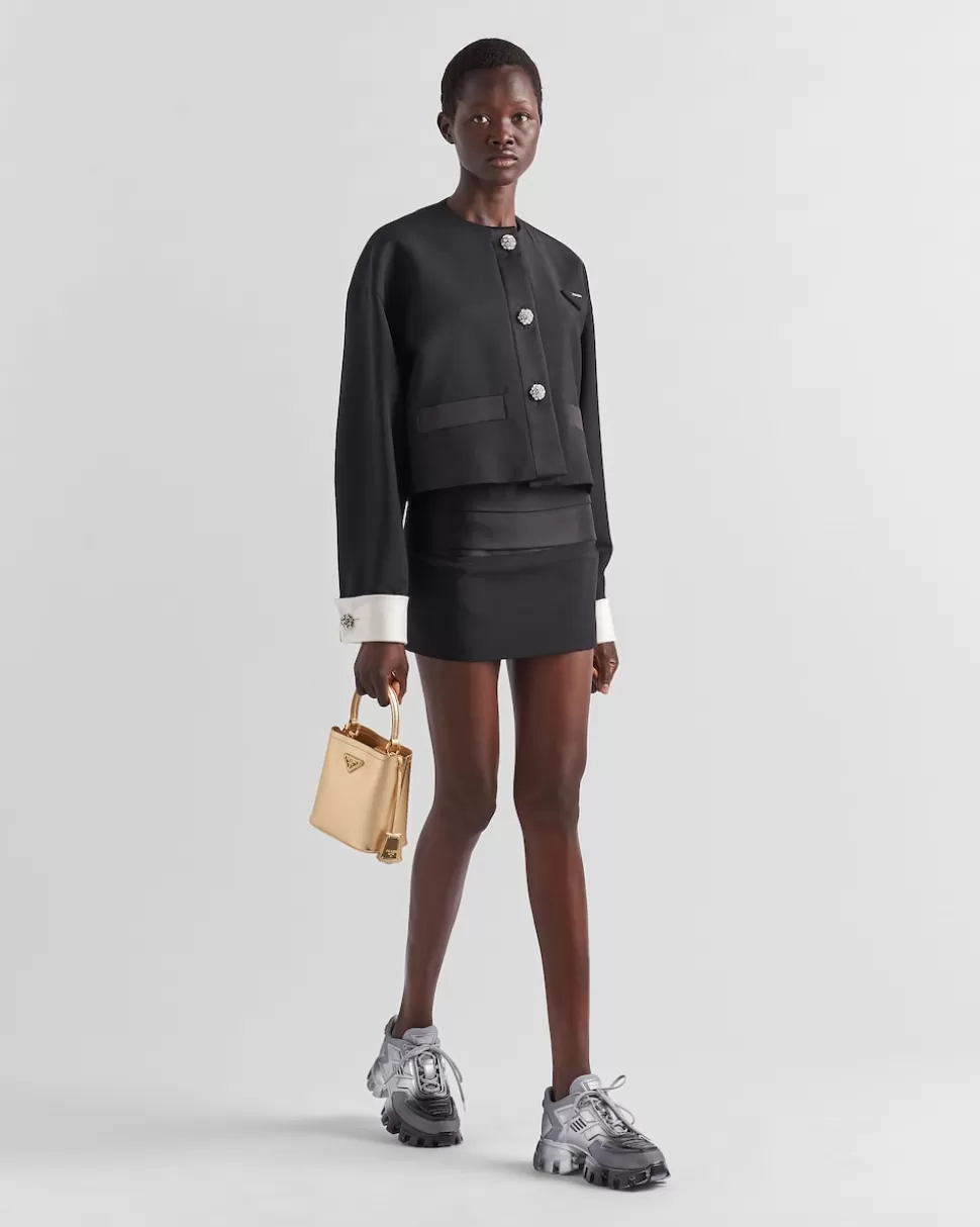 Shop Prada Minirock Aus Kid Mohair Und Satin Schwarz