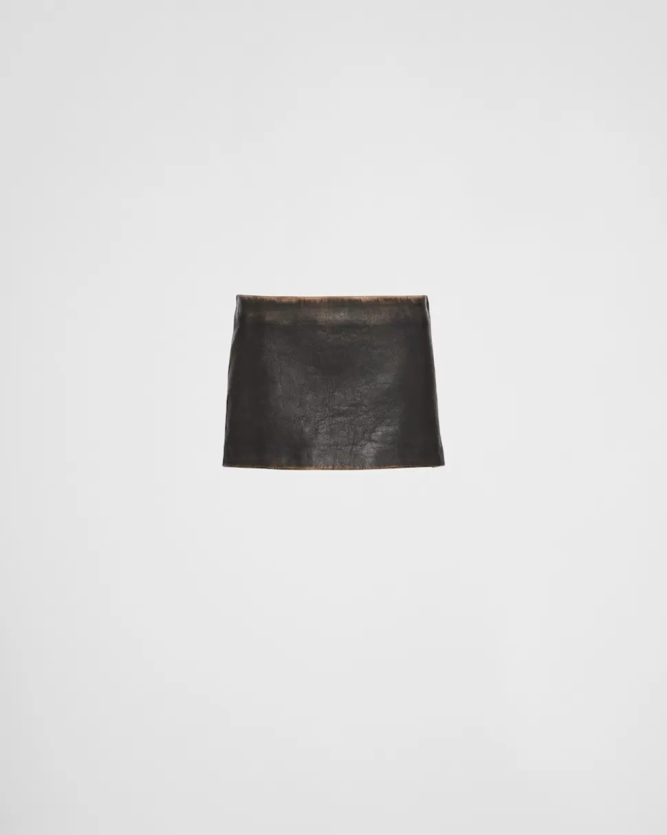 Clearance Prada Minirock Aus Leder Schwarz