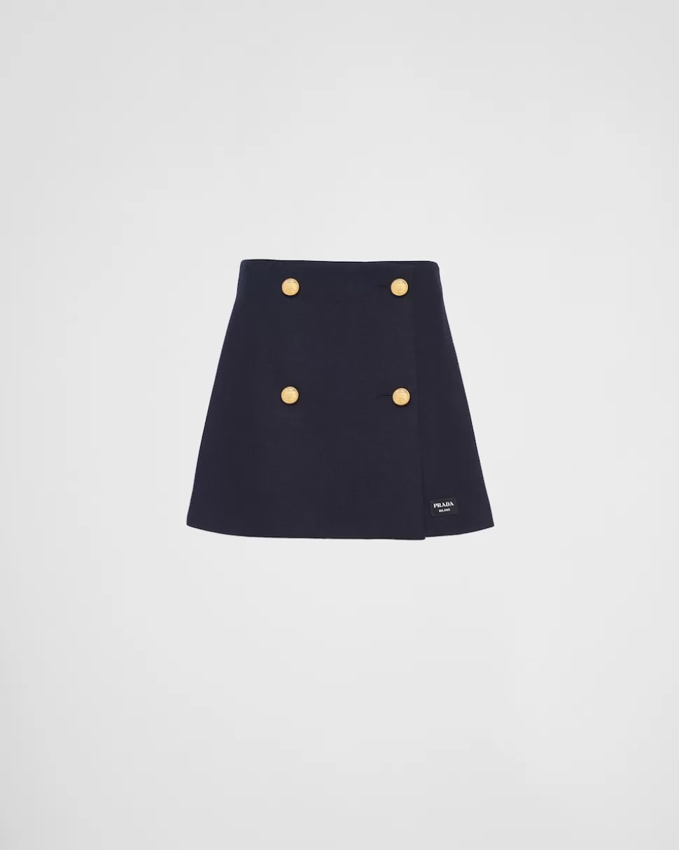Sale Prada Minirock Aus Wolle Blau