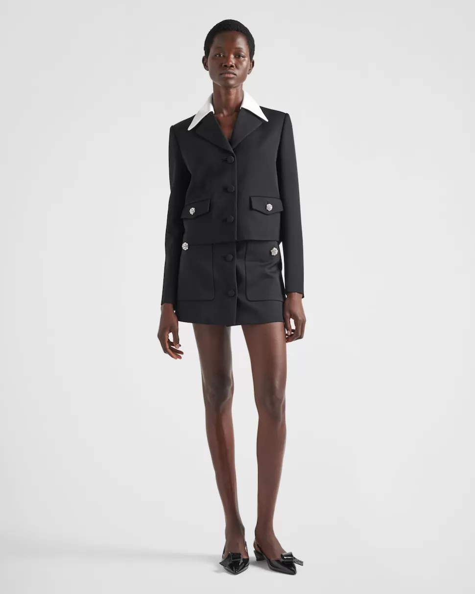 Clearance Prada Minirock Aus Woll-satin Schwarz