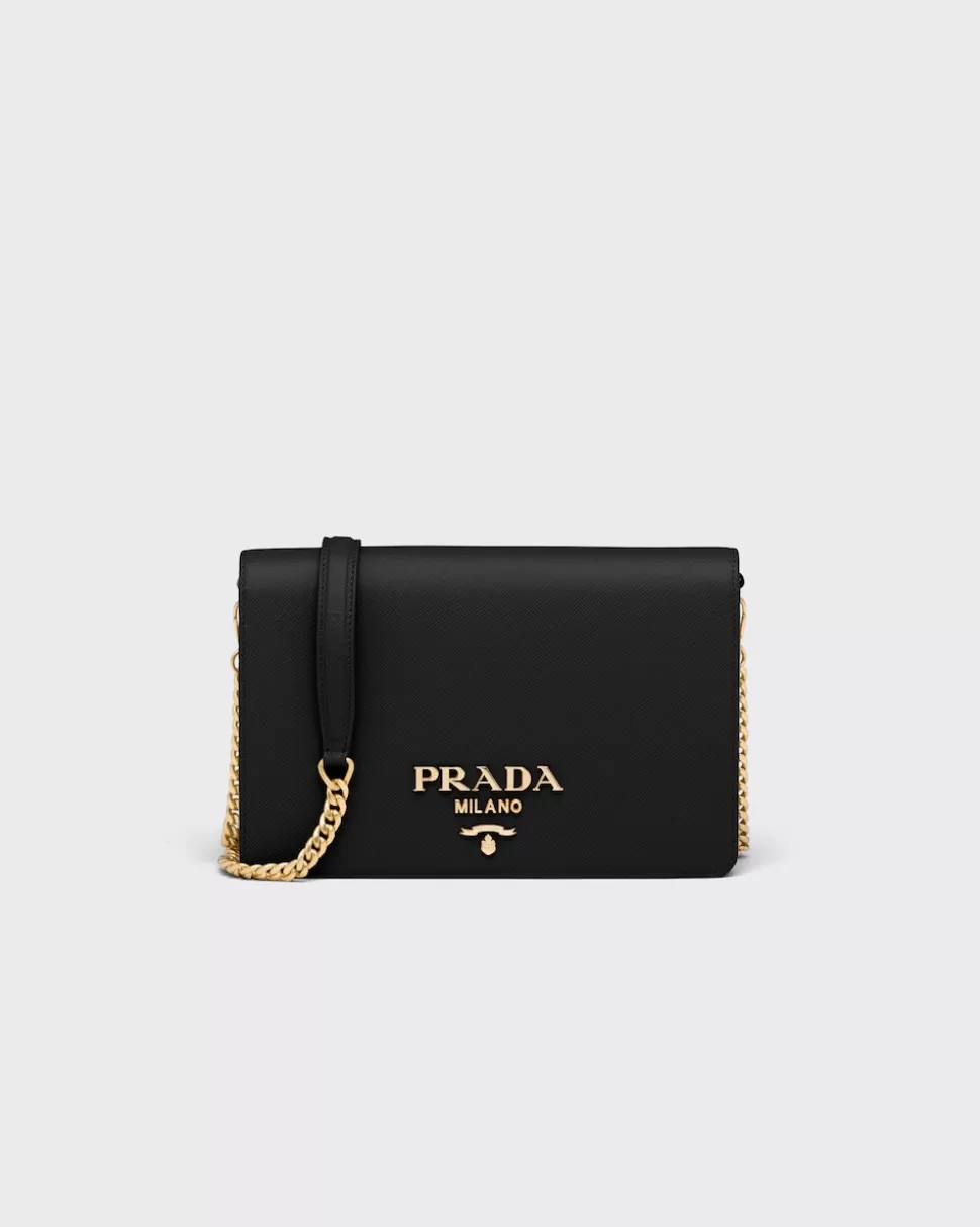 New Prada Minitasche Aus Saffiano-leder Schwarz