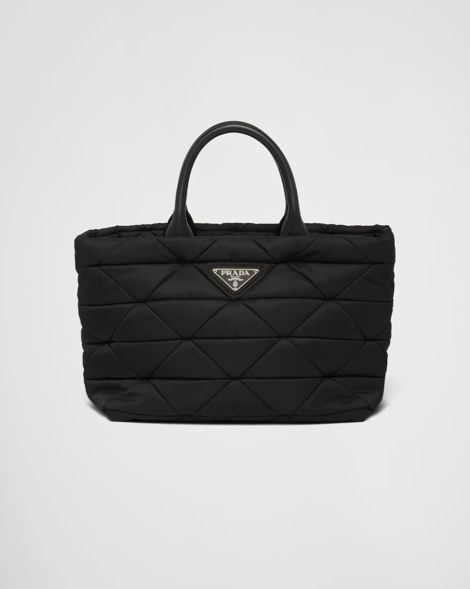 Store Prada Mittelgroße Gepolsterte Tote Bag Aus Re-nylon Schwarz