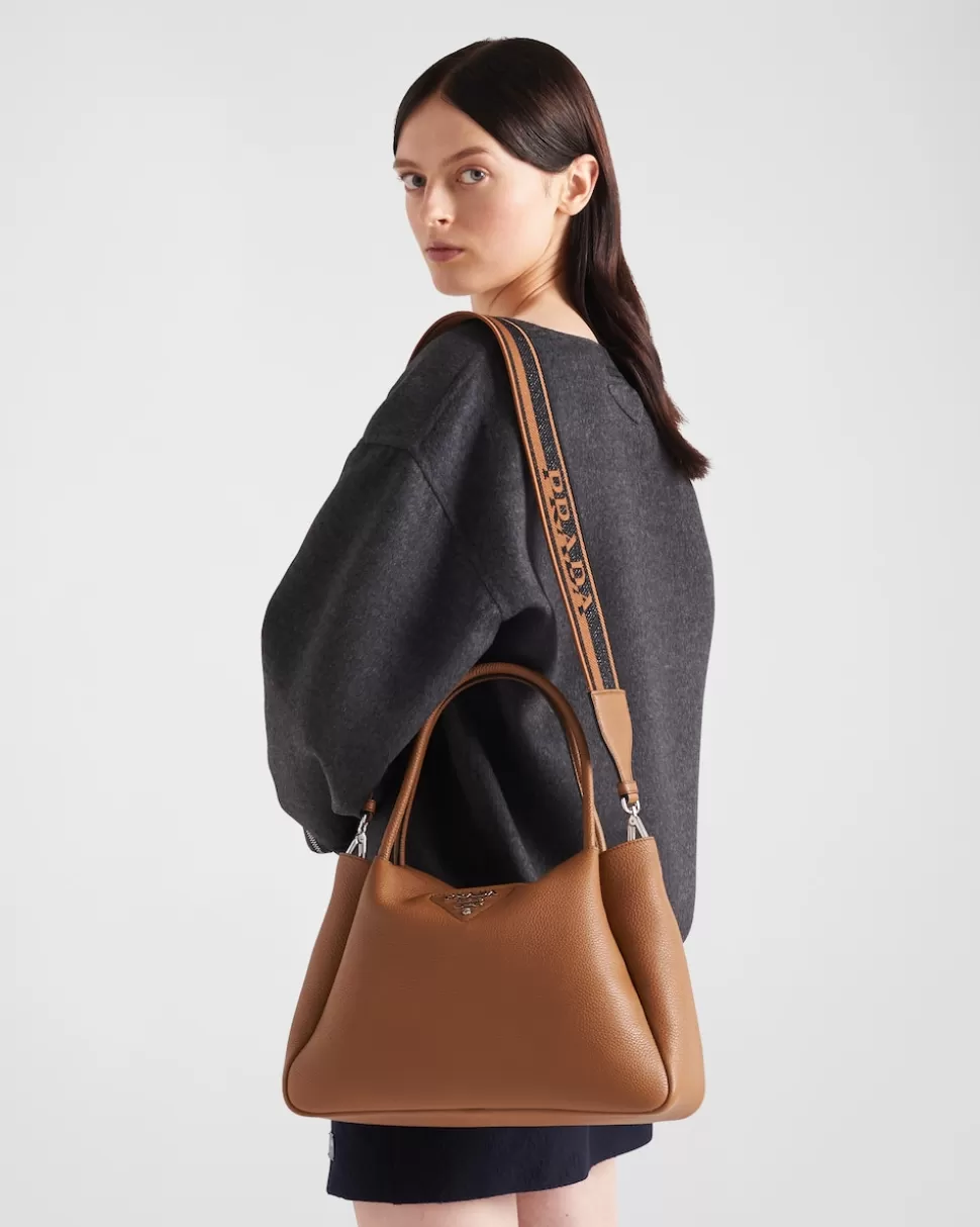Discount Prada Mittelgroße Handtasche Aus Leder Karamell