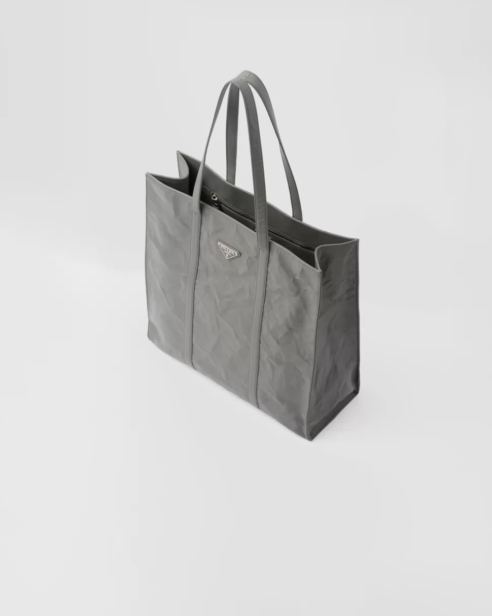 Fashion Prada Mittelgroße Tote Bag Aus Nappa-leder In Antik-optik Schwarz