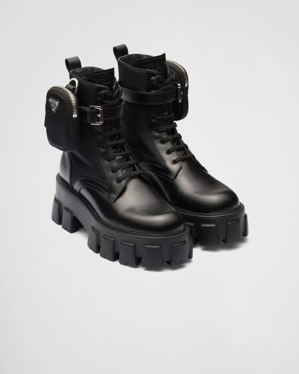 Hot Prada Monolith Combat Boots Aus Leder Und Re-nylon Schwarz