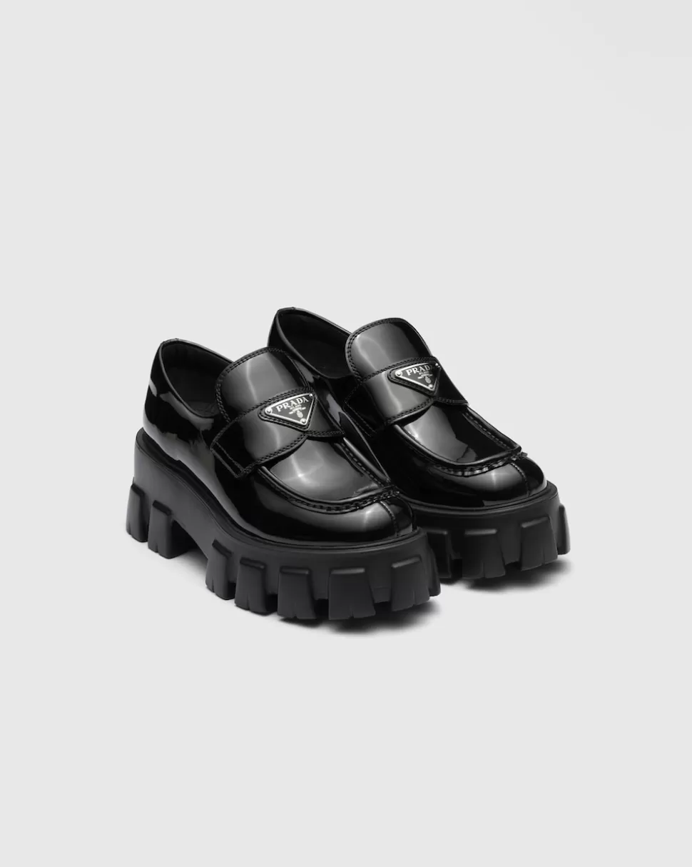 Store Prada Monolith Loafer Aus Lackleder Schwarz