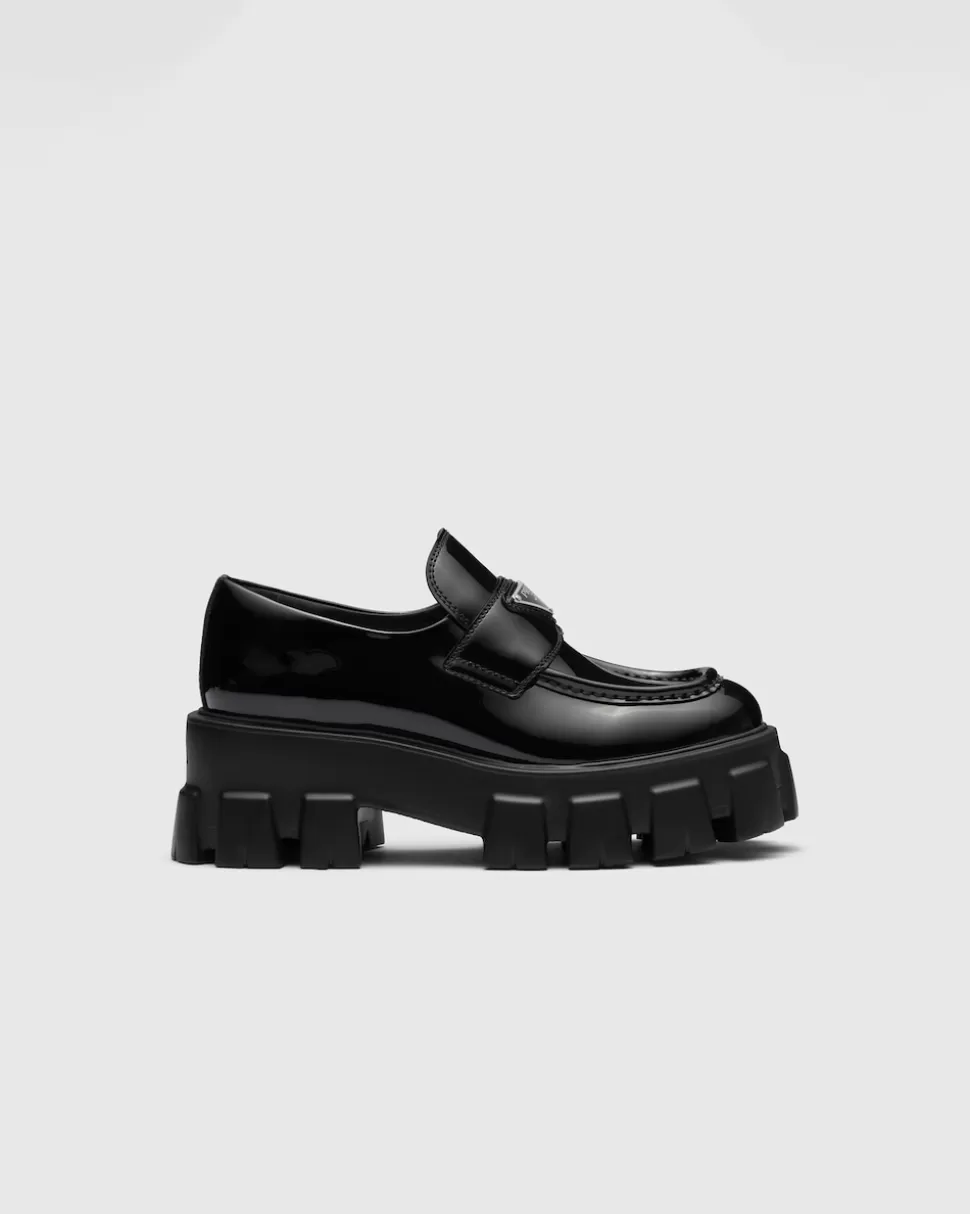 Store Prada Monolith Loafer Aus Lackleder Schwarz