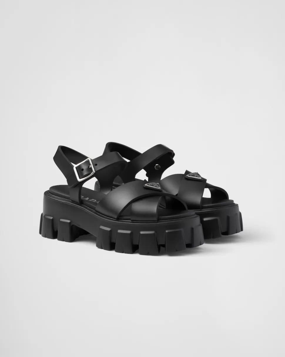 Online Prada Monolith Sandalen Aus Gummi Schwarz