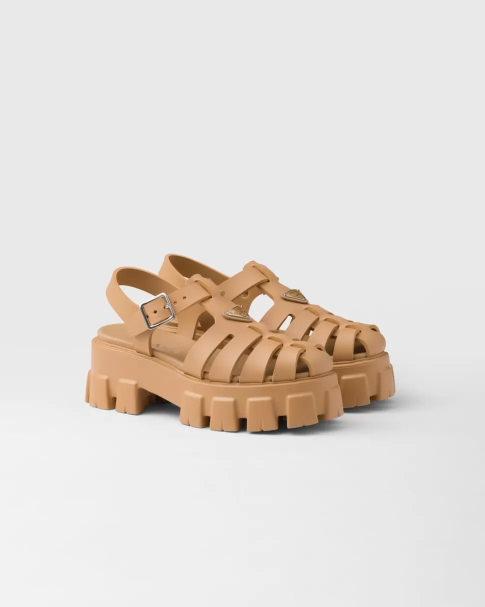Sale Prada Monolith Sandalen Aus Gummi Schwarz