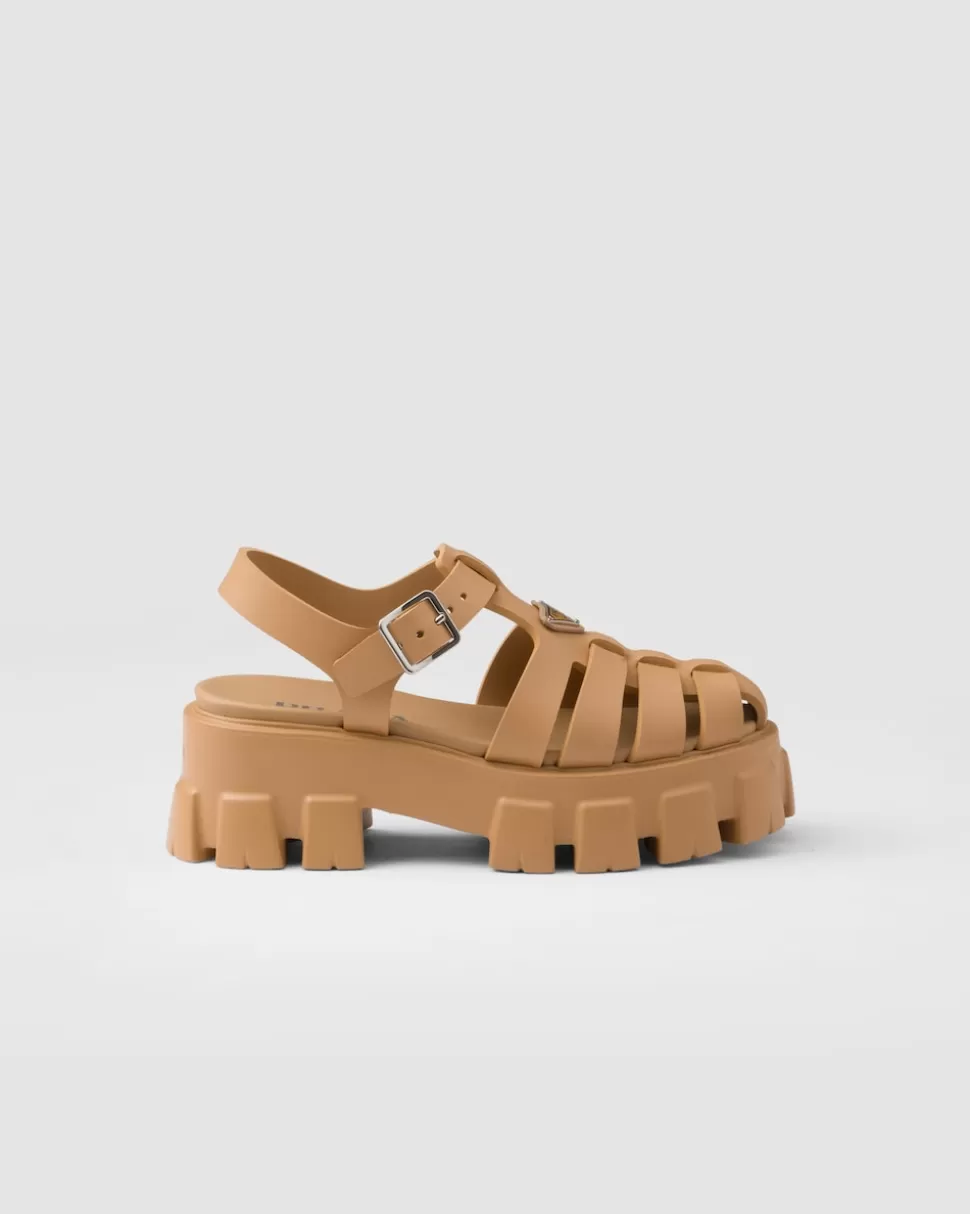 Sale Prada Monolith Sandalen Aus Gummi Schwarz