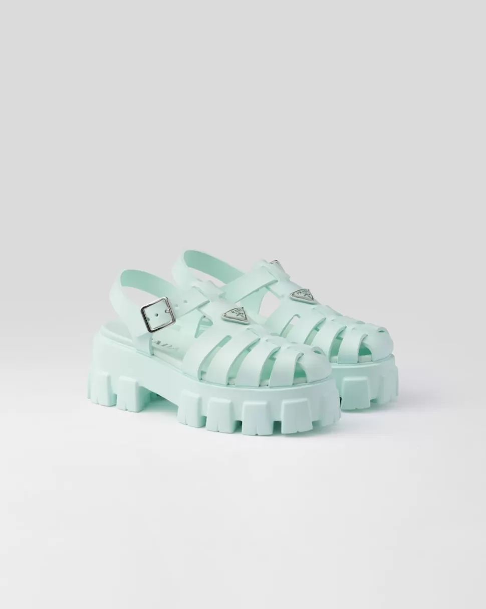 Fashion Prada Monolith Sandalen Aus Gummi Schwarz