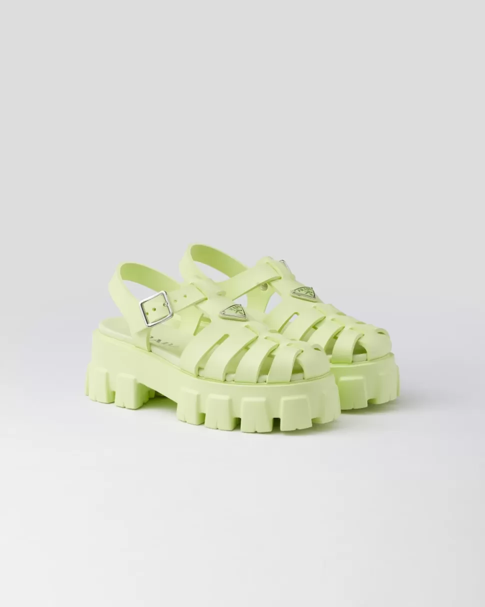 New Prada Monolith Sandalen Aus Gummi Schwarz