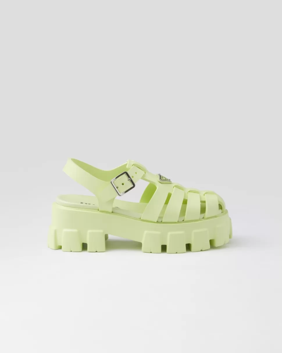 New Prada Monolith Sandalen Aus Gummi Schwarz